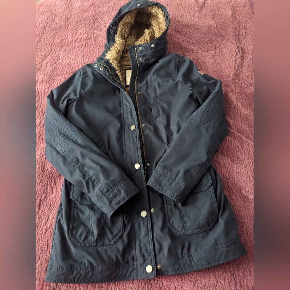 Hollister navy faux fur lined Parka